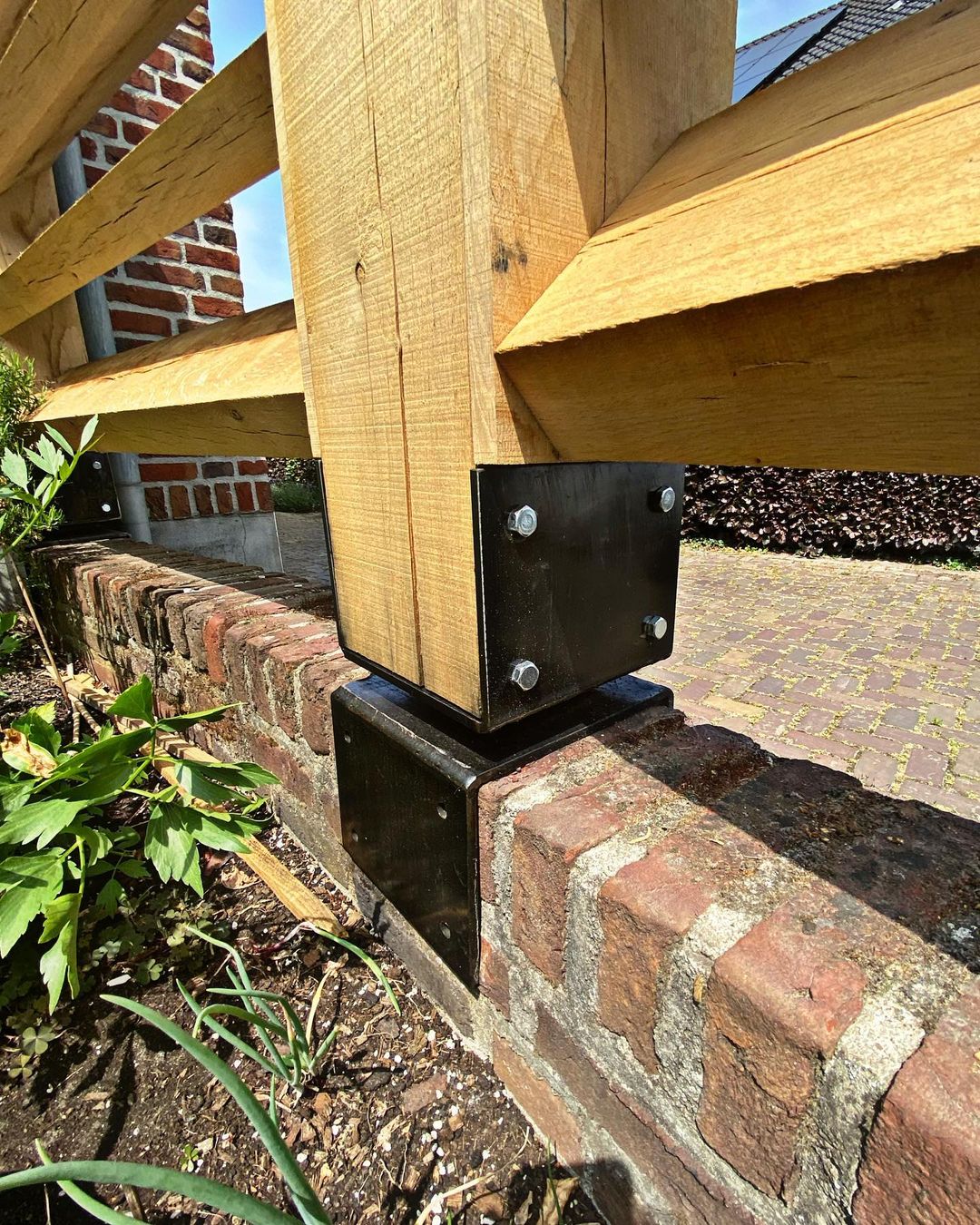 Lamellen hek werk van eikenhout 1